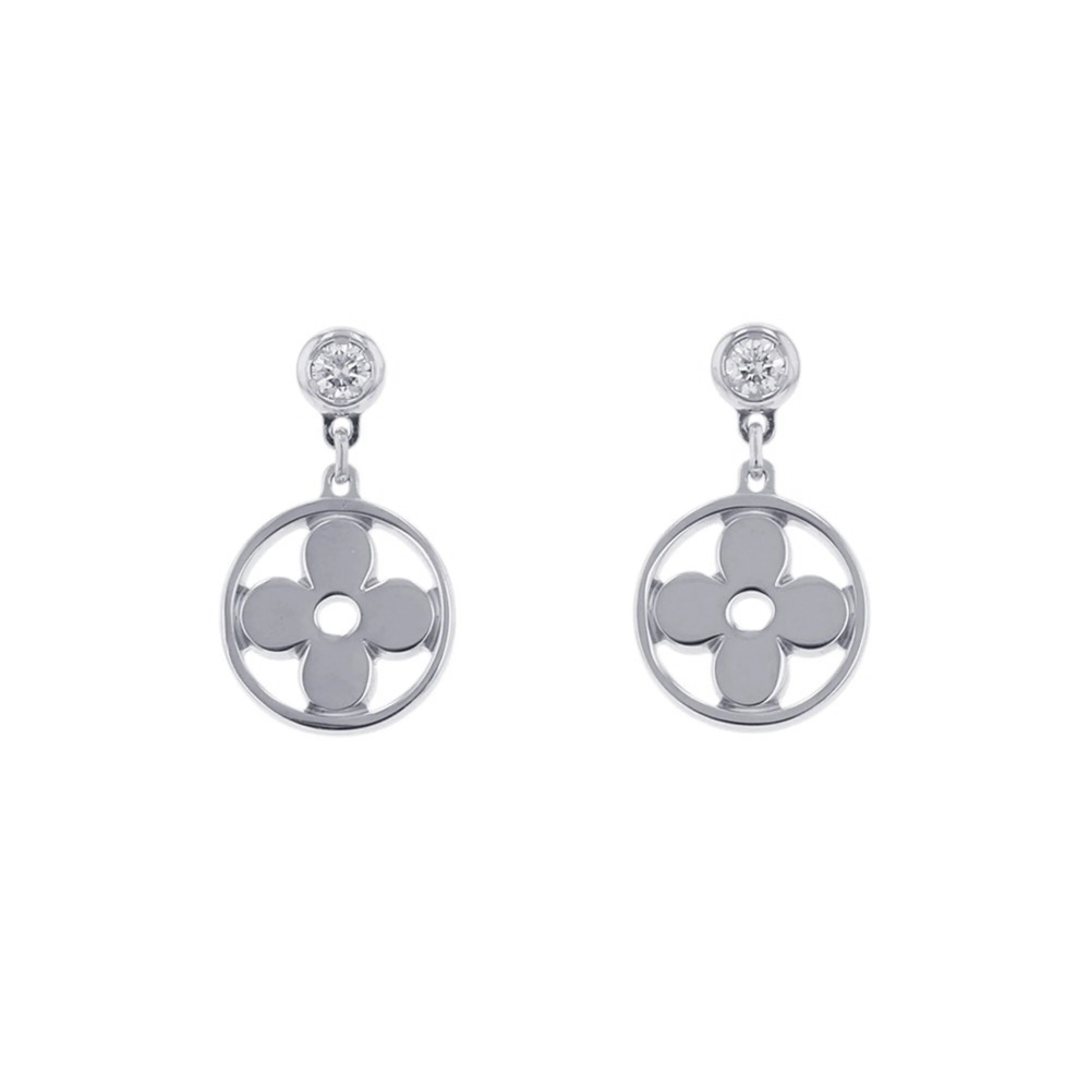 Louis Vuitton Monogram Idylle Earrings, 2 Diamonds, Approx. 0.08ct Total, 18K...